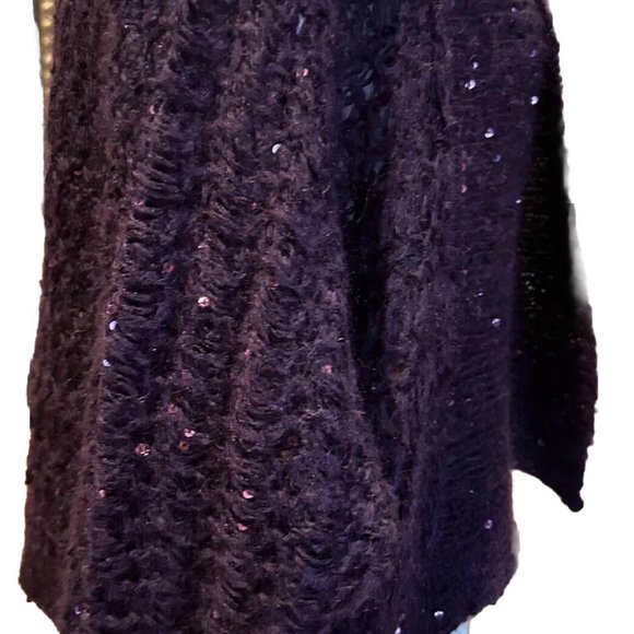 Express Purple Chunky Knit Sequins Shawl Collar Dolman Sleeve Sweater Sz S/P - Picture 4 of 4